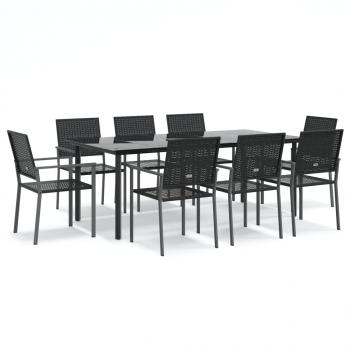 9-tlg. Garten-Essgruppe Poly Rattan und Stahl