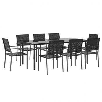 9-tlg. Garten-Essgruppe Poly Rattan und Stahl