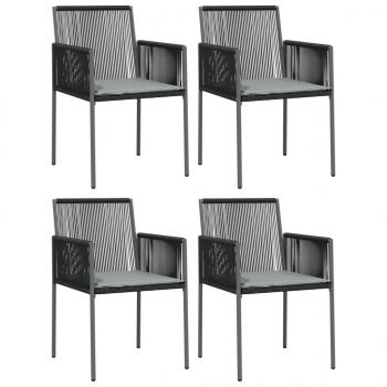 5-tlg. Garten-Essgruppe mit Kissen Schwarz Poly Rattan & Stahl