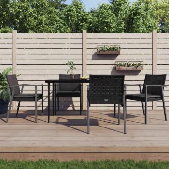 ARDEBO.de - Gartenstühle mit Kissen 4 Stk. Schwarz 56,5x57x83cm Poly Rattan