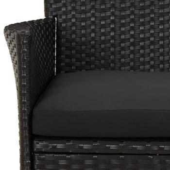 ARDEBO.de - 3-tlg. Garten-Bistro-Set mit Kissen Schwarz Poly Rattan
