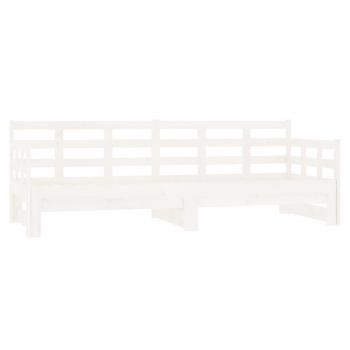 Tagesbett Ausziehbar Weiß Massivholz Kiefer 2x(90x200) cm