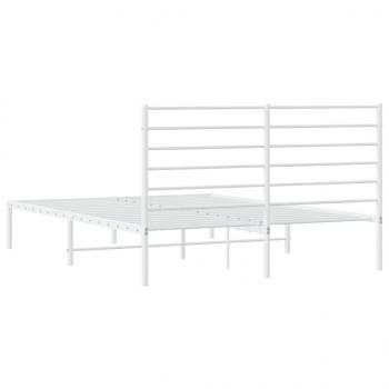 Bettgestell mit Kopfteil Metall Weiß 135x190 cm