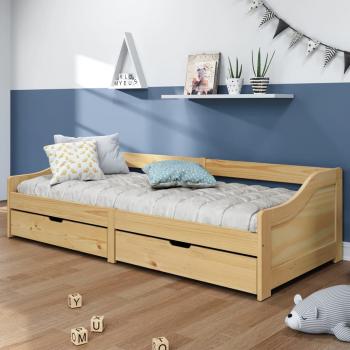 ARDEBO.de - Tagesbett mit 2 Schubladen IRUN 90x200 cm Massivholz Kiefer
