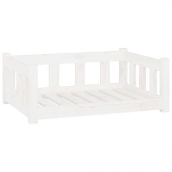 Hundebett Weiß 75,5x55,5x28 cm Massivholz Kiefer