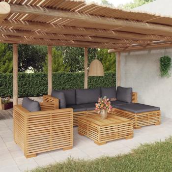 ARDEBO.de - 6-tlg. Garten-Lounge-Set mit Kissen Massivholz Teak