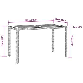 3-tlg. Garten-Essgruppe mit Kissen Poly Rattan Schwarz