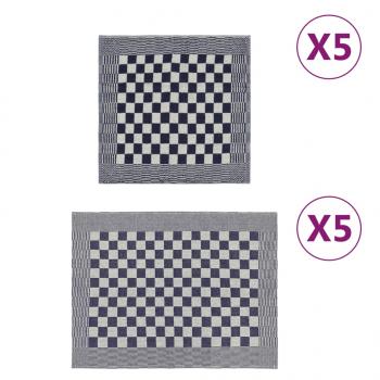 ARDEBO.de - 10-tlg. Handtuch-Set Blau und Weiß Baumwolle