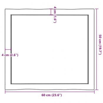 Tischplatte 60x50x(2-4) cm Massivholz Unbehandelt Baumkante