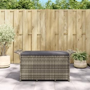 ARDEBO.de - Gartenbank mit Kissen Grau 116x46x57 cm Poly Rattan