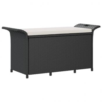 Gartenbank mit Kissen Schwarz 116x46x57 cm Poly Rattan
