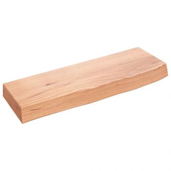 Wandregal Hellbraun 60x20x6 cm Massivholz Eiche Behandelt