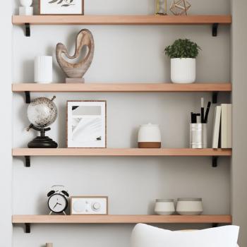 ARDEBO.de - Wandregal Hellbraun 80x10x4 cm Massivholz Eiche Behandelt