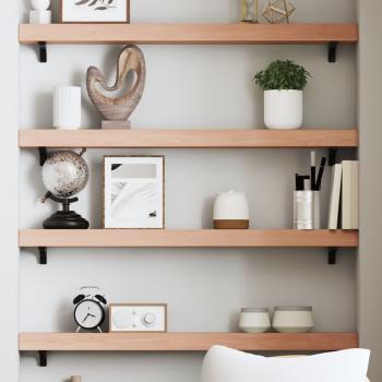 ARDEBO.de - Wandregal Hellbraun 100x10x6 cm Massivholz Eiche Behandelt