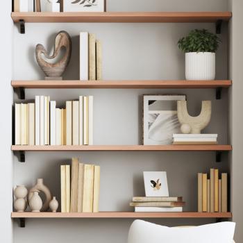 ARDEBO.de - Wandregal Hellbraun 100x30x2 cm Massivholz Eiche Behandelt