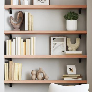 ARDEBO.de - Wandregal Hellbraun 100x20x4 cm Massivholz Eiche Behandelt