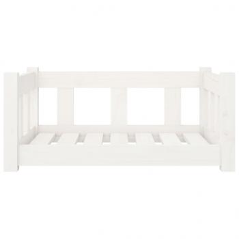 Hundebett Weiß 65,5x50,5x28 cm Massivholz Kiefer