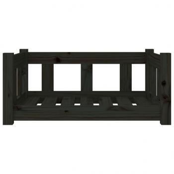 Hundebett Schwarz 65,5x50,5x28 cm Massivholz Kiefer