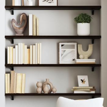 ARDEBO.de - Wandregal Dunkelbraun 80x20x2 cm Massivholz Eiche Behandelt