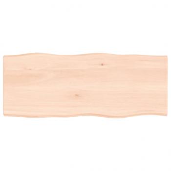 Tischplatte 100x40x2 cm Massivholz Eiche Unbehandelt Baumkante