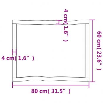 Tischplatte 80x60x(2-6) cm Massivholz Unbehandelt Baumkante