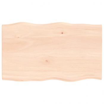 Tischplatte 100x60x2 cm Massivholz Eiche Unbehandelt Baumkante