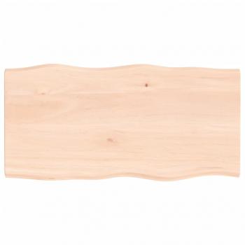 Tischplatte 80x40x2 cm Massivholz Eiche Unbehandelt Baumkante