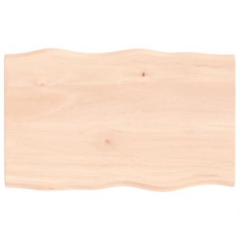 Tischplatte 80x50x2 cm Massivholz Eiche Unbehandelt Baumkante