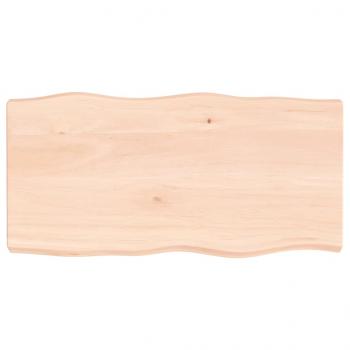Tischplatte 80x40x(2-6) cm Massivholz Unbehandelt Baumkante