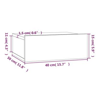 Hängender Nachttisch 2Stk Räuchereiche 40x30x15cm Holzwerkstoff