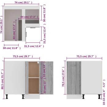Küchenschrank Grau Sonoma 75,5x75,5x81,5 cm Holzwerkstoff