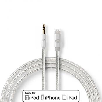 ARDEBO.de - Lightning-Adapter | Apple Lightning 8-Pin | 3.5 mm Stecker | Vergoldet | 1.00 m | Rund | Nylon