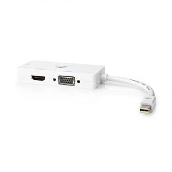Displayport-Adapter | Mini DisplayPort Stecker | DVI-D 24+1-Pin Buchse / HDMI? Ausgang / VGA Buchse | 4K@60Hz | Vernickelt | Schaltbar | 0.20 m | Rund | ABS | ABS | Weiss | Blister