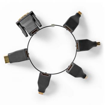 HDMI? -Adapter | DisplayPort Stecker / DVI-D 24+1-Pin Stecker / HDMI? Micro Stecker / HDMI? Mini Stecker / Mini DisplayPort Stecker / USB-C? Stecker | HDMI? Ausgang | Vergoldet | Gerade | PVC | Schwarz | 1 Stück | Box