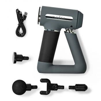 Sport-Massagepistole | Batteriebetrieben | N/A | Wiederaufladbar | 6 Massagemodi | USB Kabel | Grau