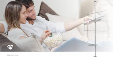 Vollbeweglicher TV-Ständer | 37 - 70 " | maximal unterstützes Bildschirmgewicht: 30 kg | kippbar | drehbar | Einstellbare voreingestellte Höhen | Aluminium / Stahl | Schwarz / Silber