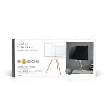 TV Bodenständer | 50 - 65 " | maximal unterstützes Bildschirmgewicht: 35 kg | Scandinavian Design | drehbar | Anti-Kipp-Gurt | Schnappverschluss | Aluminium / Stahl | Weiss