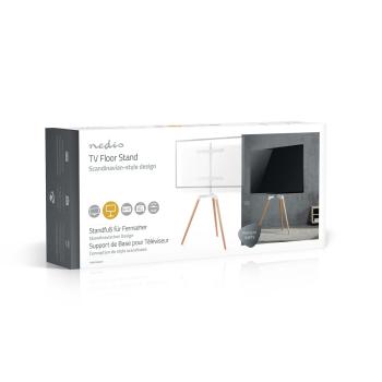 TV Bodenständer | 50 - 65 " | maximal unterstützes Bildschirmgewicht: 35 kg | Scandinavian Design | drehbar | Anti-Kipp-Gurt | Schnappverschluss | Aluminium / Stahl | Weiss