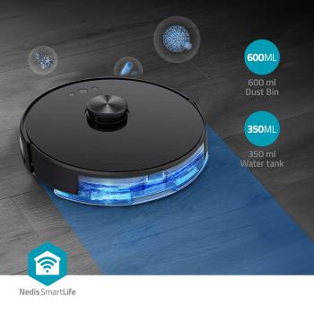 SmartLife Roboter-Staubsauger | Navigationsmethode: Laser-Navigation | Wi-Fi | Kapazität Auffangbehälter: 0.6 l | Automatisches Laden | Maximale Betriebszeit: 2 Std | Schwarz | Android? / IOS