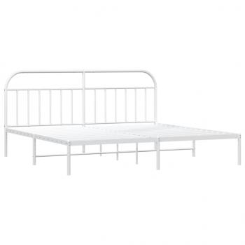 Bettgestell mit Kopfteil Metall Weiß 193x203 cm