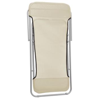 ARDEBO.de - Strandstühle 2 Stk. Creme Textilene & Pulverbeschichteter Stahl