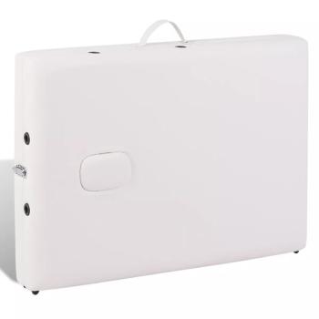 Massageliege Klappbar 2-Zonen mit Holzgestell Cremeweiß