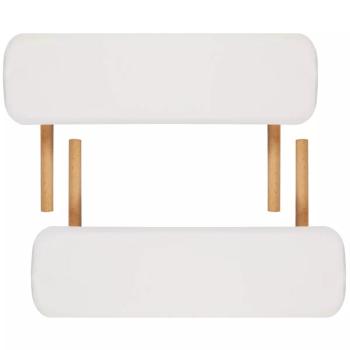 Massageliege Klappbar 2-Zonen mit Holzgestell Cremeweiß