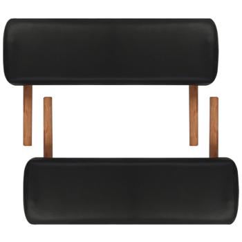 Massageliege Klappbar 3-Zonen mit Holzgestell Schwarz