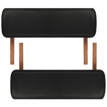Massageliege Klappbar 3-Zonen mit Holzgestell Schwarz