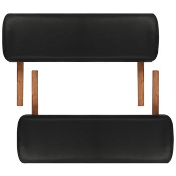 Massageliege Klappbar 3-Zonen mit Holzgestell Schwarz