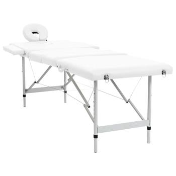 Massagetisch mit Aluminiumrahmen, faltbar 4 Zonen Creme-Weiß
