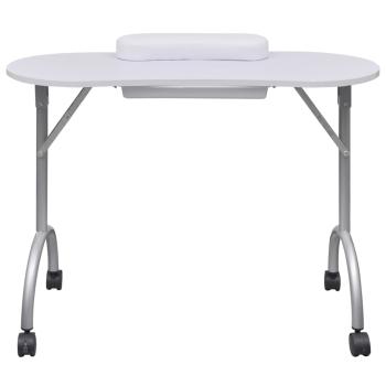 Klappbarer Maniküre-Tisch mit Rollen Weiß