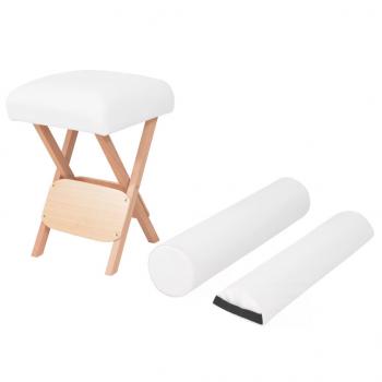 ARDEBO.de - Massage-Klapphocker 12 cm dicker Sitz & 2 Nackenrollen Weiß