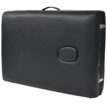 Massageliege 2-Zonen mit Hocker Klappbar 10 cm Sitz Schwarz